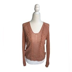 Rebecca Taylor Knit Pink Blush Embroidered Long Sleeve Sweater sz S